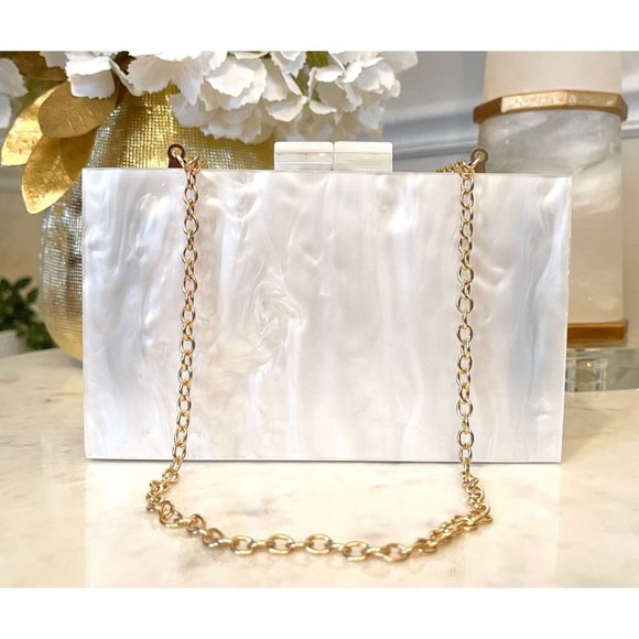 Mother of Pearl Acrylic Box Clutch, Marble Clutch Bag, Acrylic Clutch Bag - Picture 2 of 10